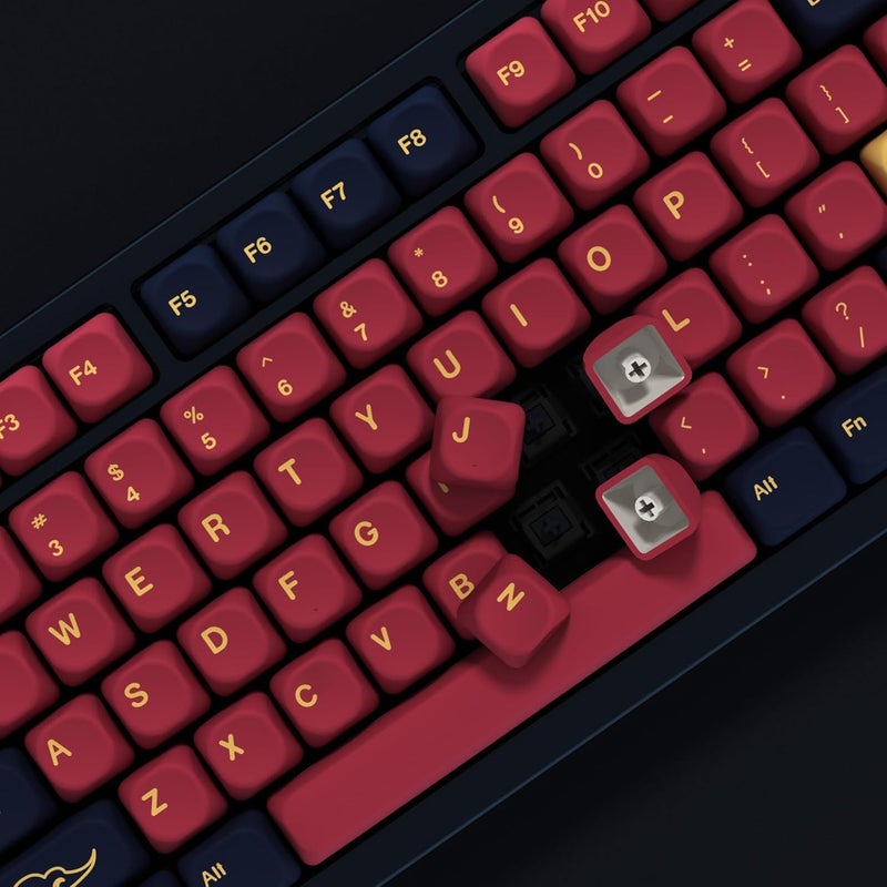 YMKPVR KBDiy Red Samurai Keycaps 60 Percent KOA Profile,Five Sides Dye-Sublimation PBT Retro Custom Keyboard Keycap,131 Keys Cap Set for Cherry Gateron MX Switches Mechanical Keyboards - Image 5